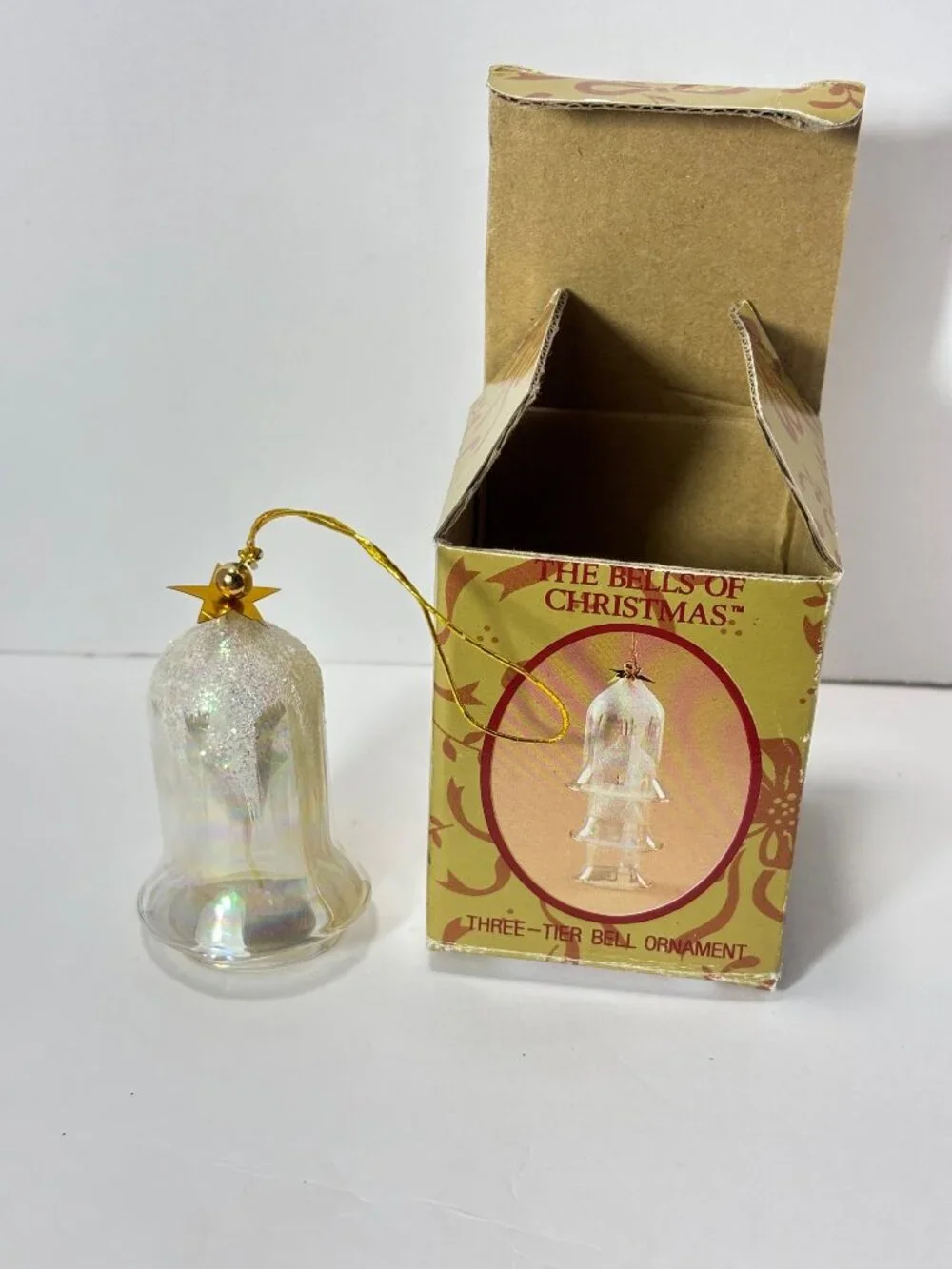 Russ Berrie The Bells Of Christmas Three-Tier Glass Bell Ornament With Glitter